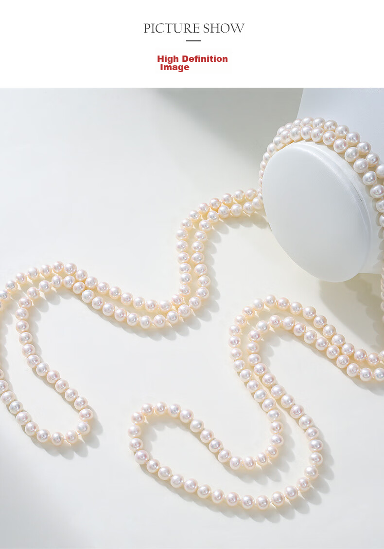 Daimi Seedless Near-Round 8.3-9.3mm 120cm Freshwater Pearl Necklace Sweater Chain Mother's Day Gift for Mom And Mother-I 16