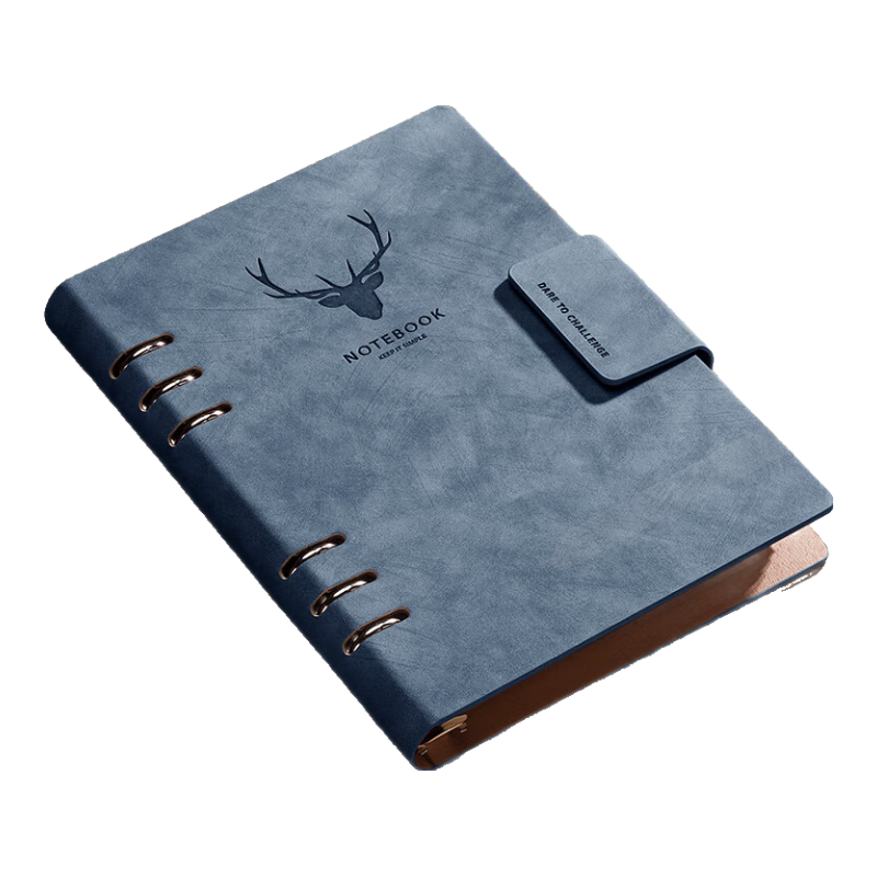 Ujia Loose-Leaf Notebook A5 High-Quality Business Office Stationery Conference Notepad Detachable Loose-Leaf Binder Thickened Leather Cover Customizable for Businesses, Blue