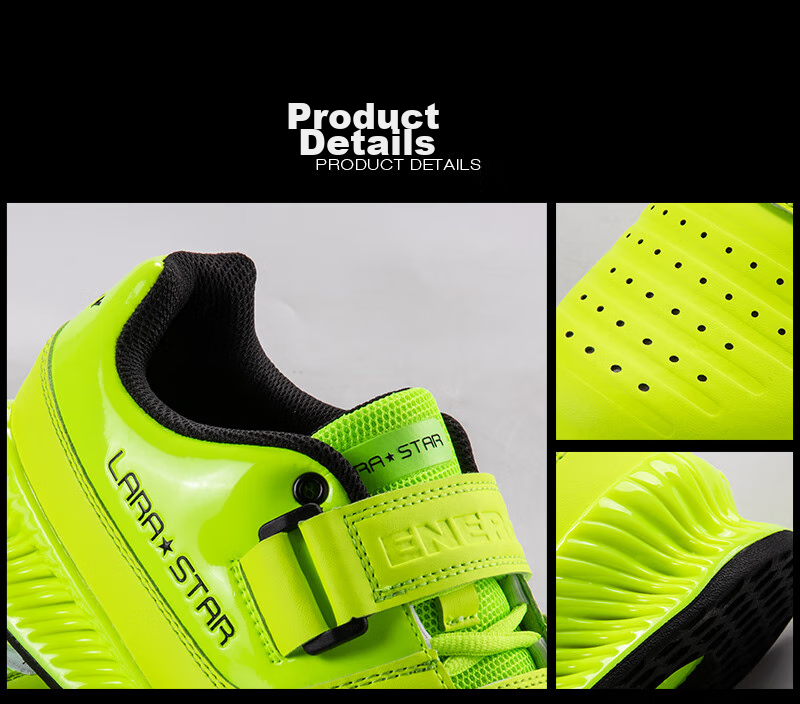 LARASTAR Squat Lifting Deadlift Shoes, Gym Indoor Training Shoes, Specialized Non-Slip Support Boxing Shoes, Fluorescent Green, Size 43 7