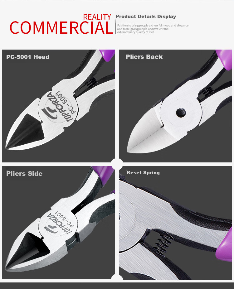 TOPFORZA Diagonal Cutting Pliers, Multi-Functional Side-Cutting Pliers, Electrician's Wire Cutters, Wire Snips, 5 Inches PC-5001 6