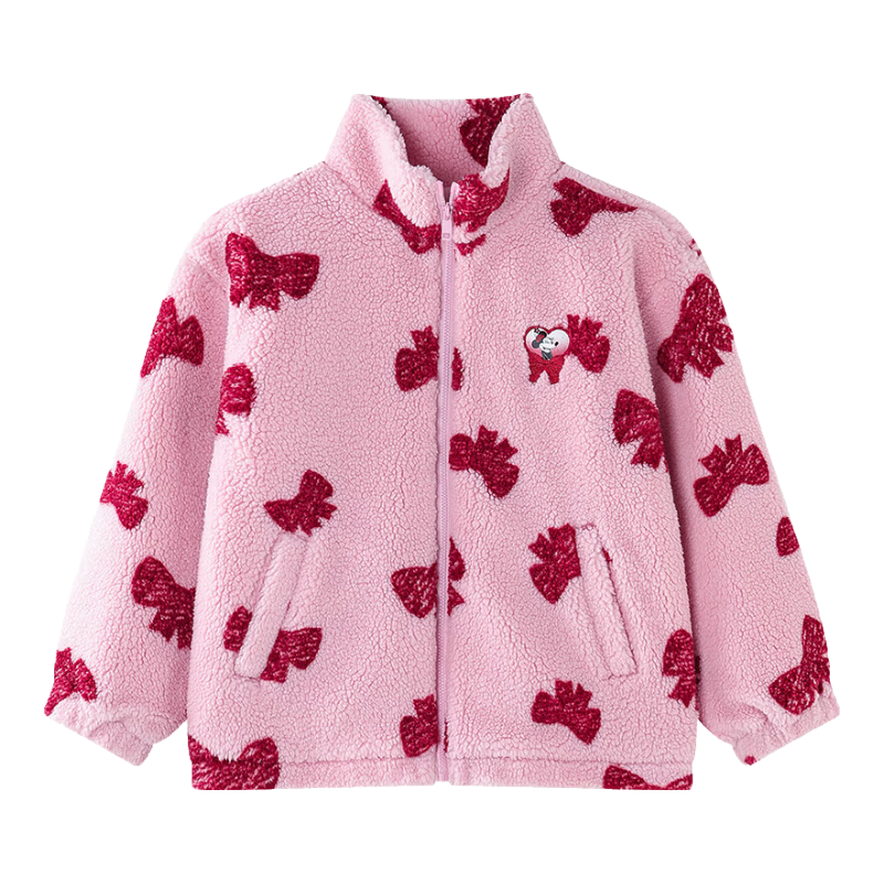 DISNEY Girls' Red Fleece-Lined Cotton Jacket, Faux Sherpa Fleece Top, for Older Children, New Year's Outfit, Winter 2024, DB441JE08, Pink, Size 120