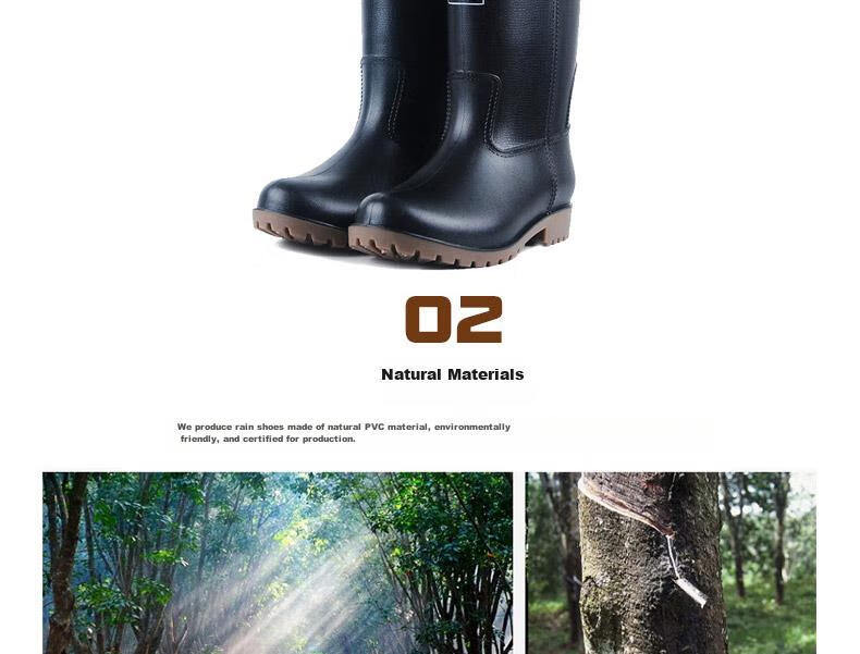 Warrior Men's Mid-High Rain Boots, Adult Waterproof Shoes, Rubber Boots, HXL128-B, Black Mid-Calf, Size 41 8