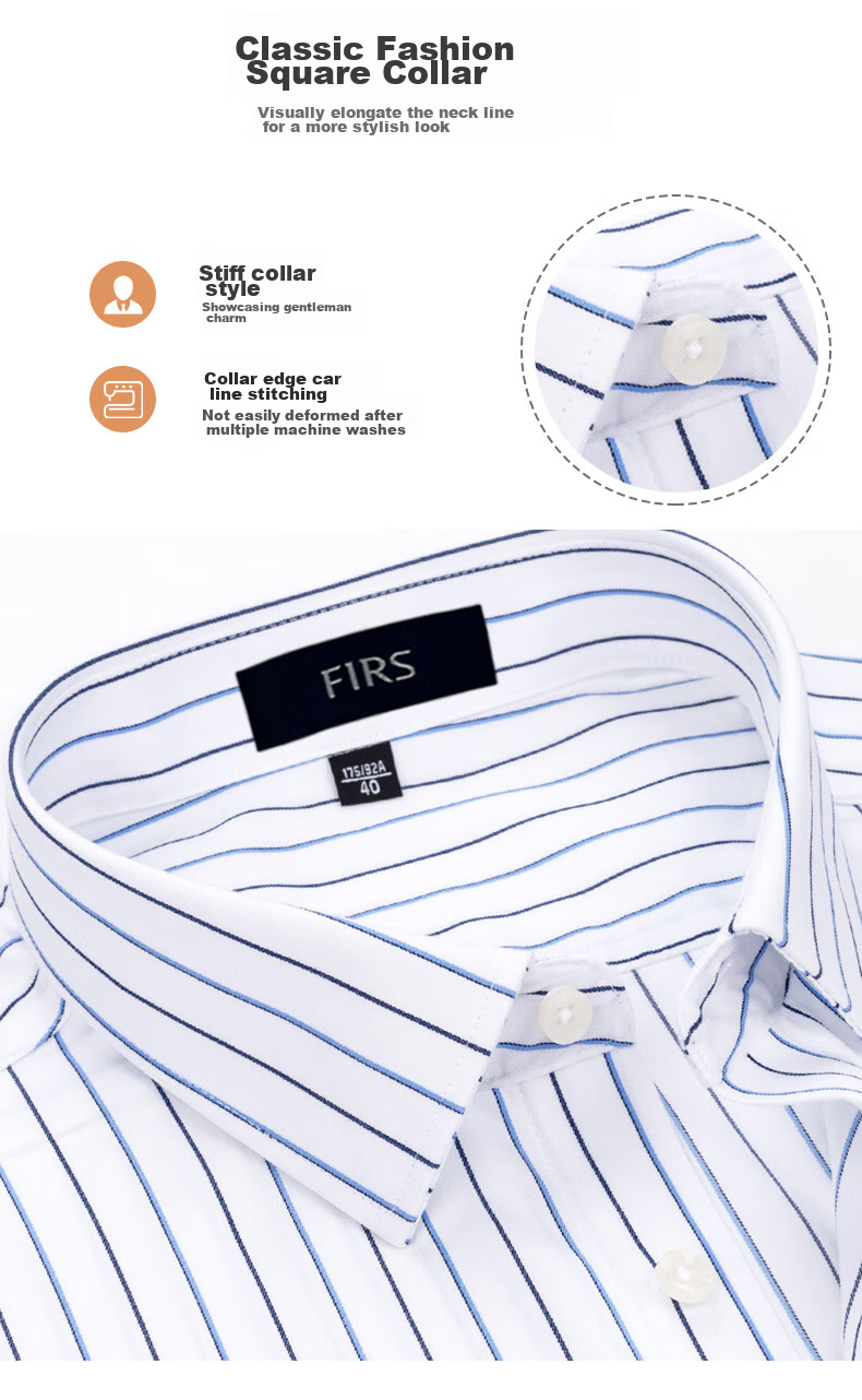 FIRS [DP Wrinkle-Free] Men's Long-Sleeve Shirt, Pure Cotton, Business Formal Wear, Dad's Dress Shirt, DP29, Size 38 3