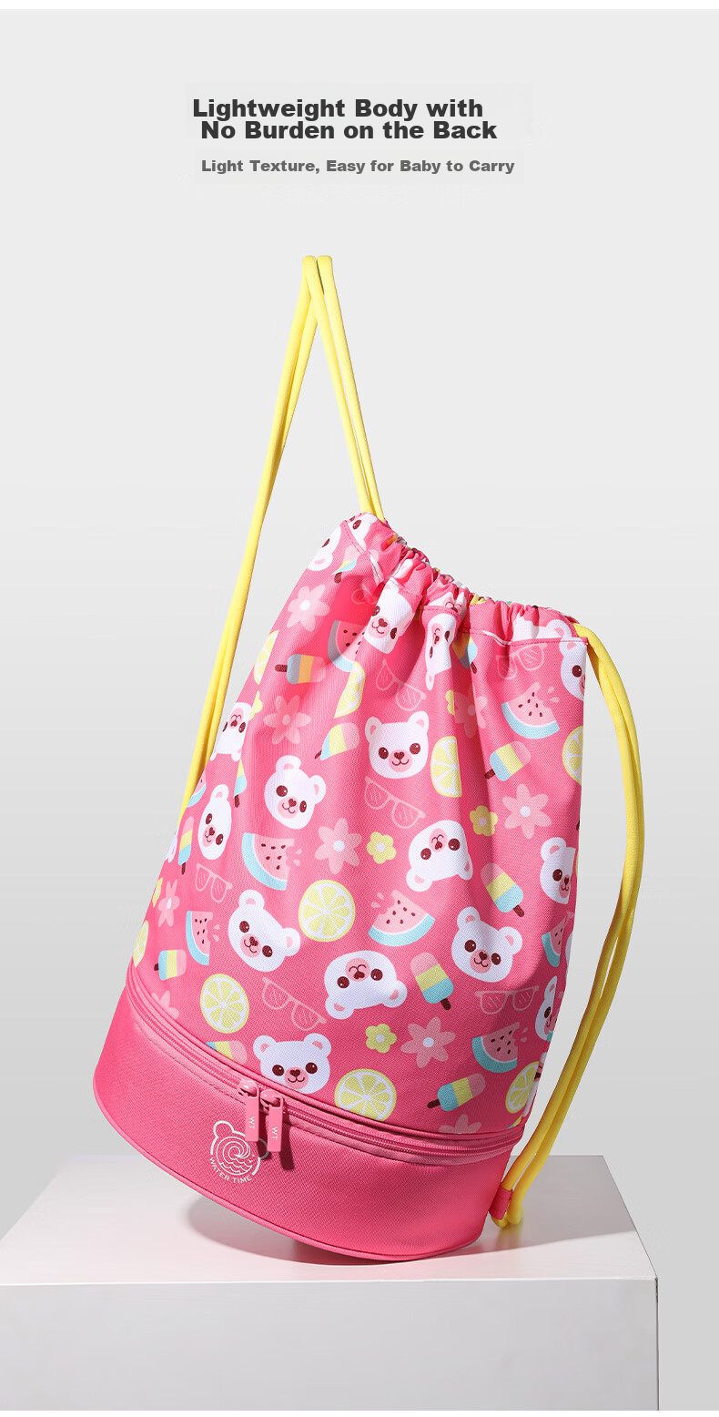 WATERTIME / Shuichuan Children's Swim Bag, Portable Backpack Storage for Swimming Gear, Separate Shoe Compartment, Snorkeling Bear Desig 3