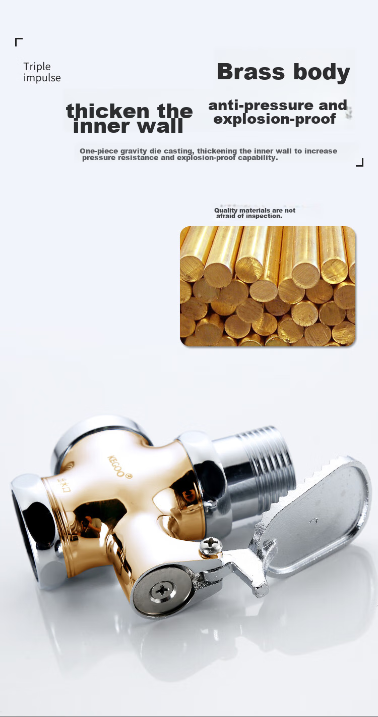 KEGOO Toilet Squatting Pan Foot Pedal Valve, Squat Toilet Foot-Operated Flush Valve, Brass Valve Body K5031 3