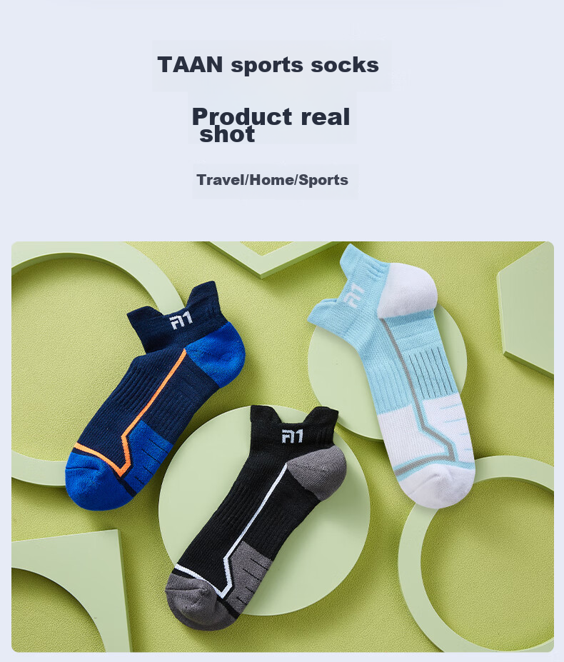 Taan Badminton Socks with Thick Terry Bottom Cotton Socks for Running, Fitness And Sports T525 3 Pairs Pack 11