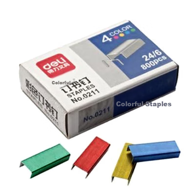 Deli 24/6(12#) Colored Staples, 800 Pieces/box, 10 Boxes, Can Staple up to 25 Pages, Office Supplies, 0211 2