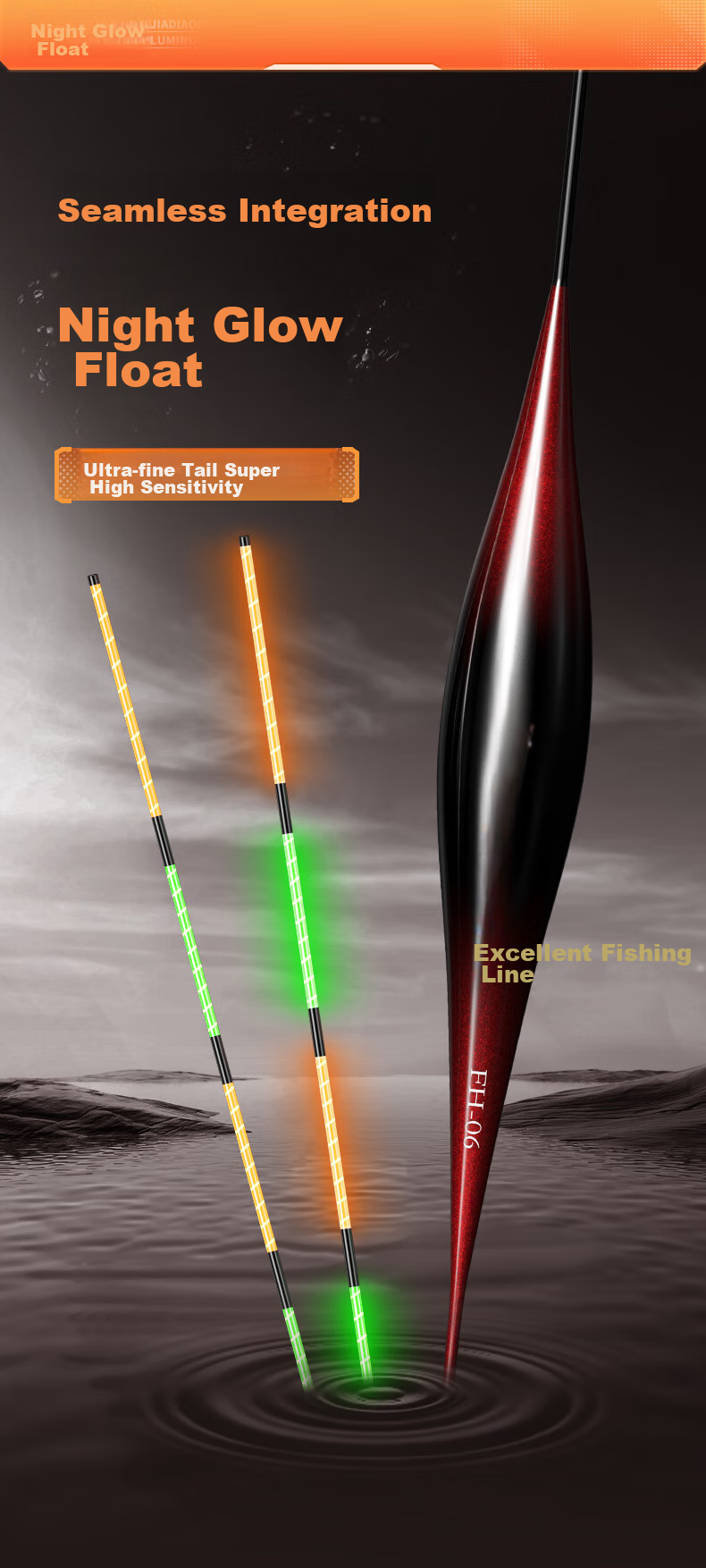 JIADIAONI Crucian Carp Float, Ultra-Thin Tail, Luminous at Night, Color-Changing, Eye-Catching, Highly Sensitive Electronic Float, Day And Night Dual-Use Buoy 1