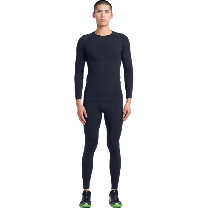 UTO Quick-Dry Compression Base Layer Set for Men, Skiing, Hiking, Outdoor Sports, Thermal Underwear, Ink Black (Men's Style), XL