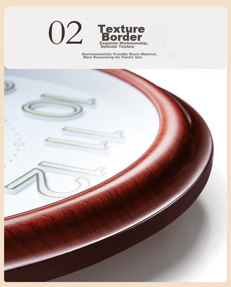 POLARIS Wall Clock, Living Room Fashion Simple Wall Clock Calendar Display LED 2901 Quartz Clock, Rosewood Color, New Year Refreshing Gift 3