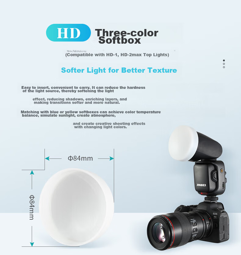 JINBEI, Machine Top Flash Light Accessory Kit, Reflector, Soft Light Ball, Soft Light Ball [Suitable for Hi-460] 4