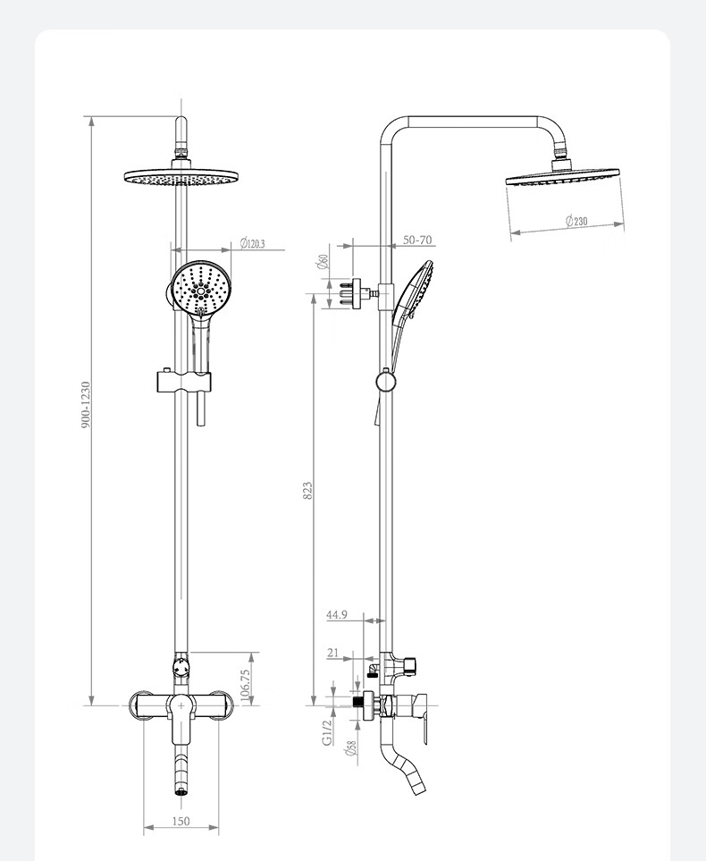 ARROW Shower Head, Brass Faucet, High-Pressure Shower Head, Handheld Shower Head, Handheld Sprayer 24