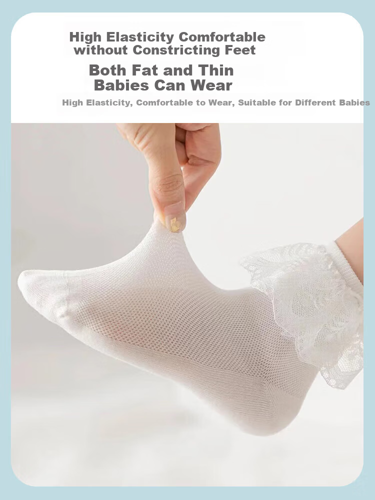 9i9 Children's Socks Girls Spring Autumn Lace Princess Socks Latin Dance Short Socks F21 Pink+White 4 Pairs S 5