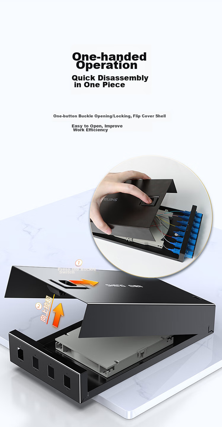 Shengwei Fiber Optic Terminal Box, 8 Ports 8 Cores Single-Mode SC Fully Equipped Pigtail Flange Plate, Desktop Fiber Optic Fusion Splice Box, Fiber Optic Splice Tray Wiring Rack, FWBO-188S 10