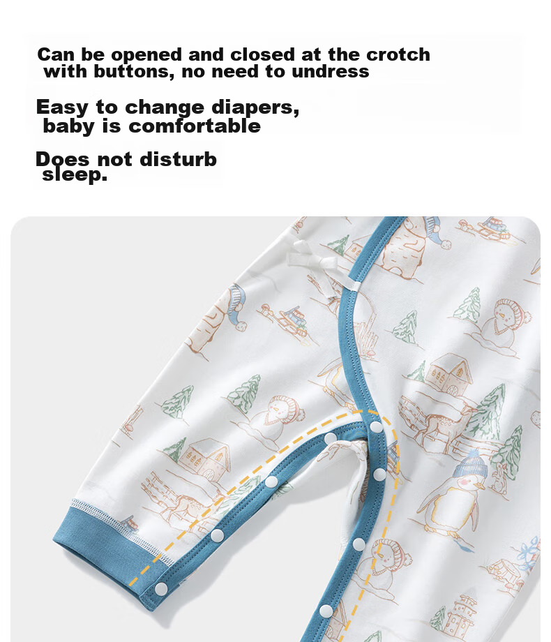 Beitaisi Baby Clothes, All-Season Onesie, Long-Sleeve, Pure Cotton, Soft, Newborn Infant Belly Protection, Anti-Cold, Baby Romper, Crawling Suit 11