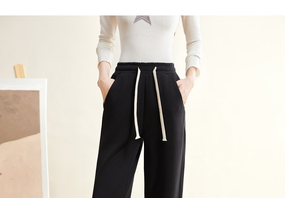 Halo Queen Women's Casual Pants with Drawstring Elastic Waist And Tapered Leg for Spring And Autumn, Fashionable Versatile Loose-Fitting Sweatpants, New Product H143R1007 20