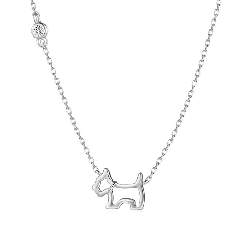 AGATHA / Agatha, Zhenwo Hollow Dog Silver Necklace for Women, Birthday Gift for Girlfriend, Elegant Pendant