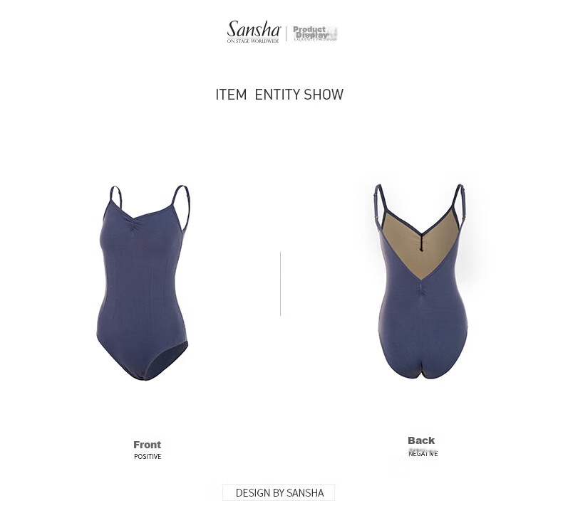 Sansha Ballet Practice Leotard for Women, Spaghetti Strap One-Piece Gymnastics Dance Exam Training Body Shaping Suit, Indigo Blue, L 14