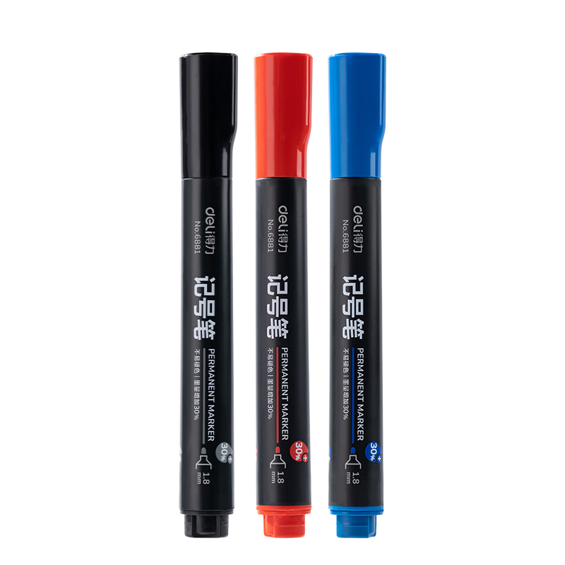 Deli Thick Tip 6881 Marker Pen, Oil-Based Large Tip Logistics Household Express Signature Office Stationery Marker Pen, Mixed Colors 3 Pcs/box SK150