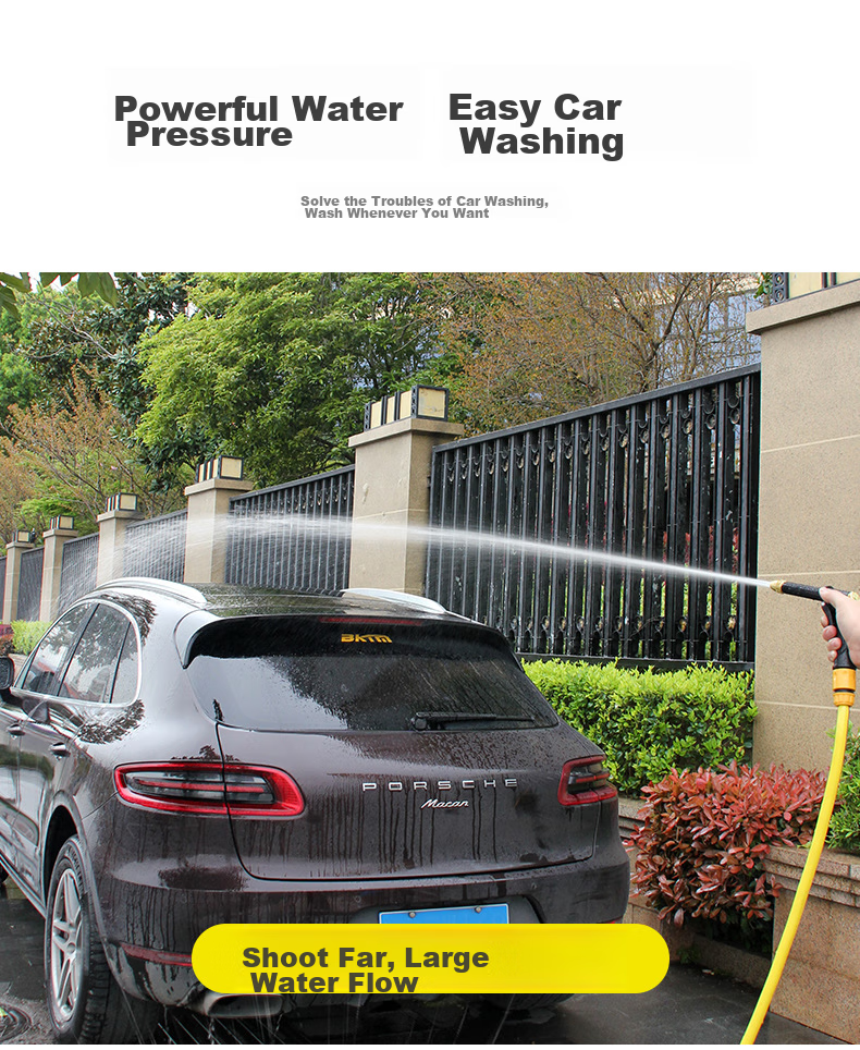 Pailete Car Wash Hose Gun, High-Pressure Household Pressure-Adjustable Watering Tool for Car Washing And Cleaning, 10-Meter Hose 7