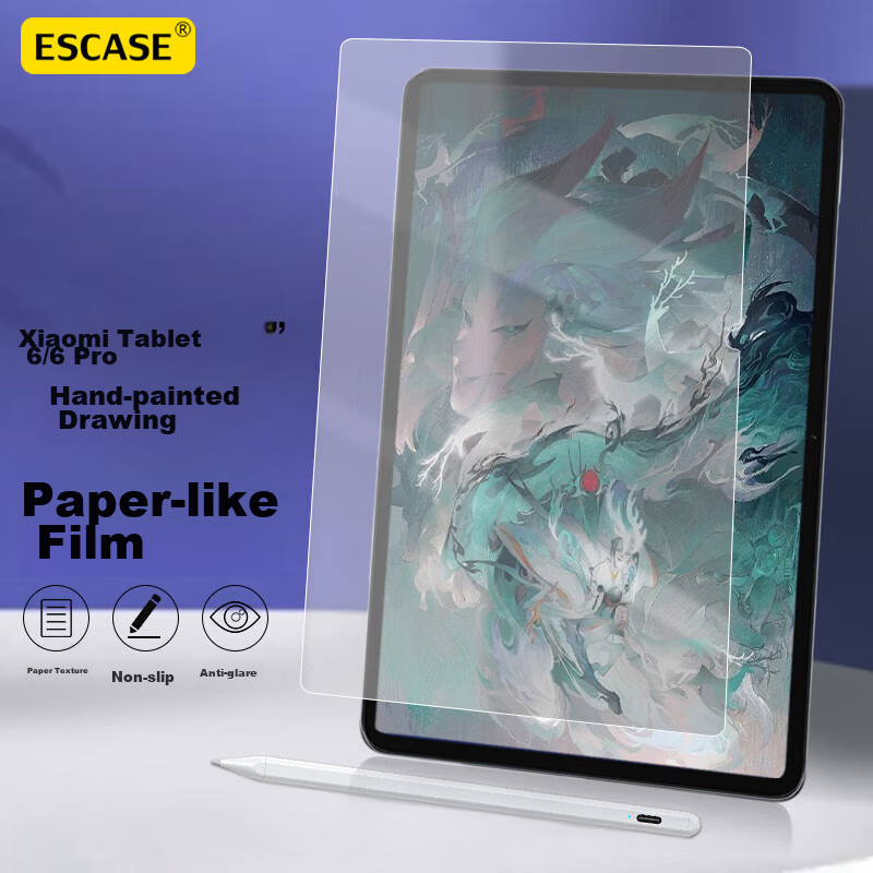 ESCASE Xiaomi Pad 6/6 Pro Paper-Like Film, Tablet Protective Film, Kent Paper 2023 Model, Frosted Full-Screen Hand-Drawn Writing And Drawing Professional Screen Protector