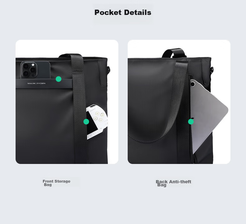 MARK RYDEN Tote Bag for Men, Large Capacity Commuter Layered Shoulder Crossbody Bag with High-End Feel Handbag for Women MR569 Graphite Gray 6