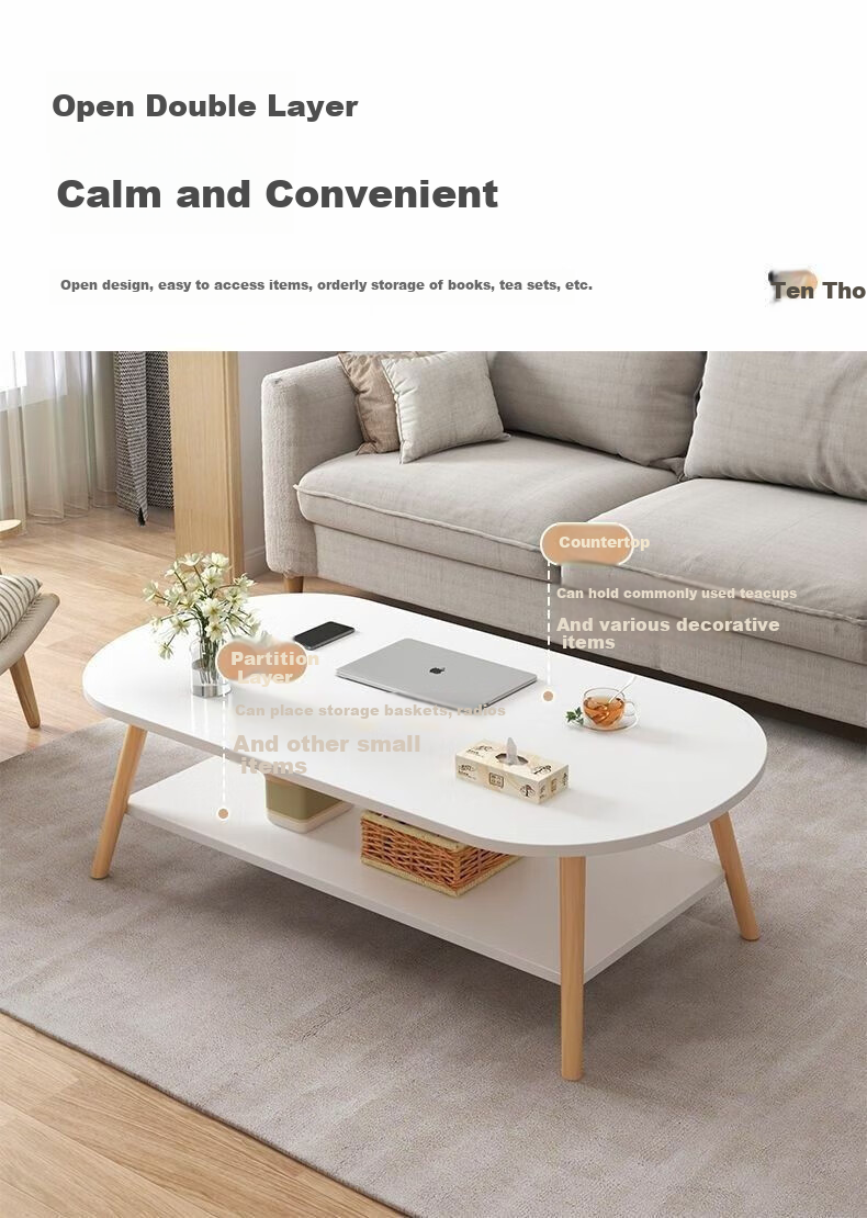 FENJIEXIAN Coffee Table, Living Room Small Tea Table for Small Apartments, Simple Tea Table, Double-Layer Tea Stand, Balcony Small Table 4