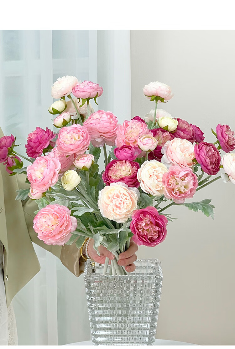 Fanyejia Three-Head Peony Artificial Flowers, 5 Stems, Living Room Fake Flowers, Silk Flowers, Rose Table Flowers, Floral Arrangement, Decorative Pieces with Elegant Feel, for Photography 5