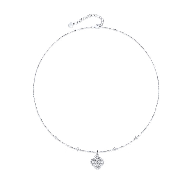 Chow Tai Seng [Birthday Gift] Four-Leaf Clover Necklace Pure Silver Women's Light Luxury Versatile Clavicle Chain 4