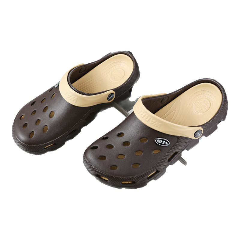 Huili Perforated Sandals for Men, Outdoor Travel Dual-Use Beach Shoes, Wear-Resistant Breathable Closed-Toe HL049 Coffee Color Size 39