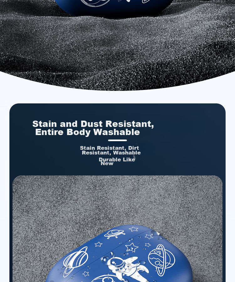 ESCASE Protective Case for IQOO TWS2 Earphones, Vivo TWS4 Silicone Soft Shell Bluetooth Storage Box, Shockproof Ultra-Thin Astronaut Design, Deep Blue + Anti-Loss Lanyard 2