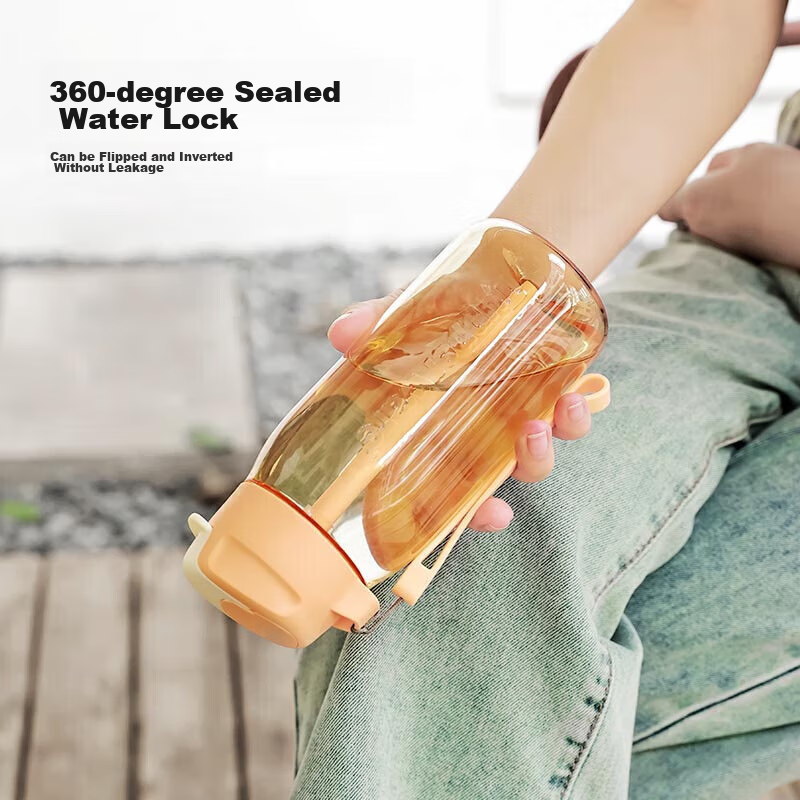 Tupperware LC Plastic Cup 550ML, Portable Sports Water Bottle for Male And Female Students, Large Capacity with Straw, Sky Blue