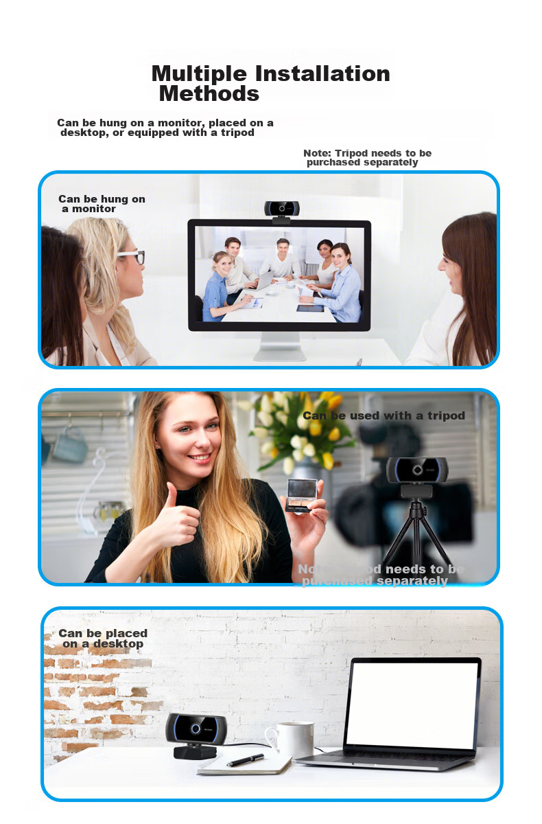 GESOBYTE C305 1080P Wide-Angle HD Webcam for Live Streaming, Video Calls, Conferences, Online Teaching, Home Use, Exams, Research, Note-Taking, Desktop External USB Plug-And Microphone 9