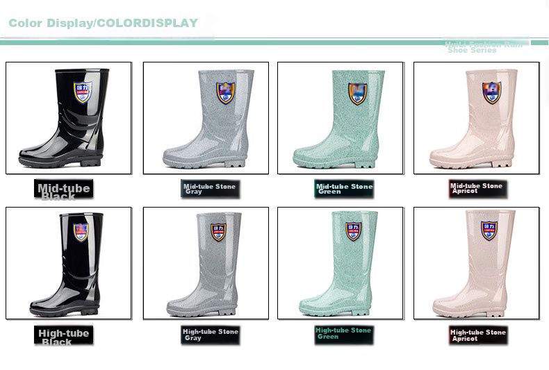 Warrior Women's Fashionable Adult Rain Boots Waterproof Shoes Rubber Shoes Overshoes Water Boots HL86S Black Tall 40 4