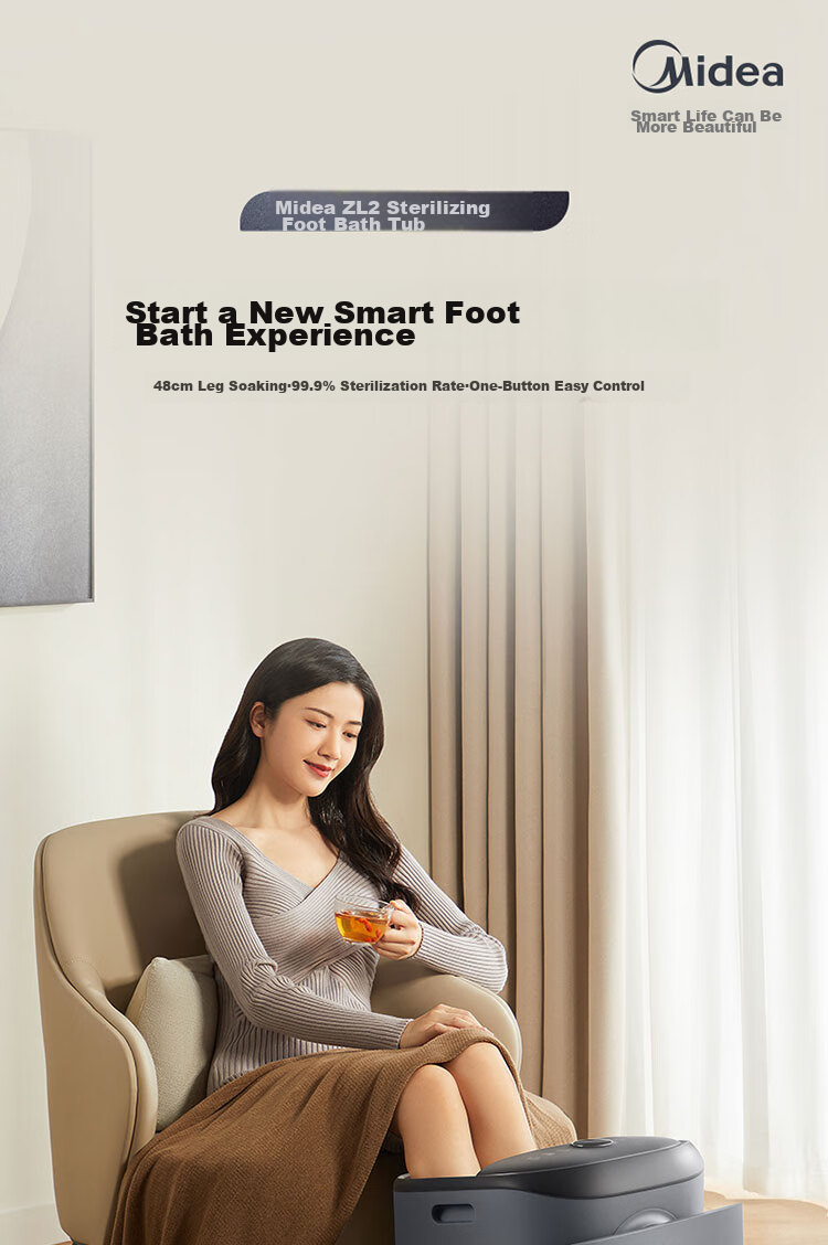 Midea Foldable Foot Soaking Bucket with Constant Temperature Heating, Warm Foot Bath, Massage, Portable Foot Warmer, Foot Washing Basin, Mid-Autumn Festival Gift, Birthday Present for Boyfriend Or Girlfriend ZS108 4