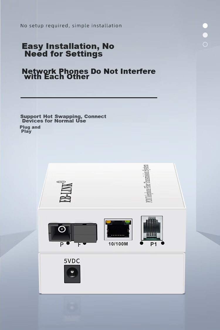 EB-LINK Telephone Optical Terminal, 1-Line Telephone + 1-Line Network PCM Voice Optical Terminal, Audio Intercom Transceiver, Telephone Fiber Optic Converter, Large Square Port SC Interface 5