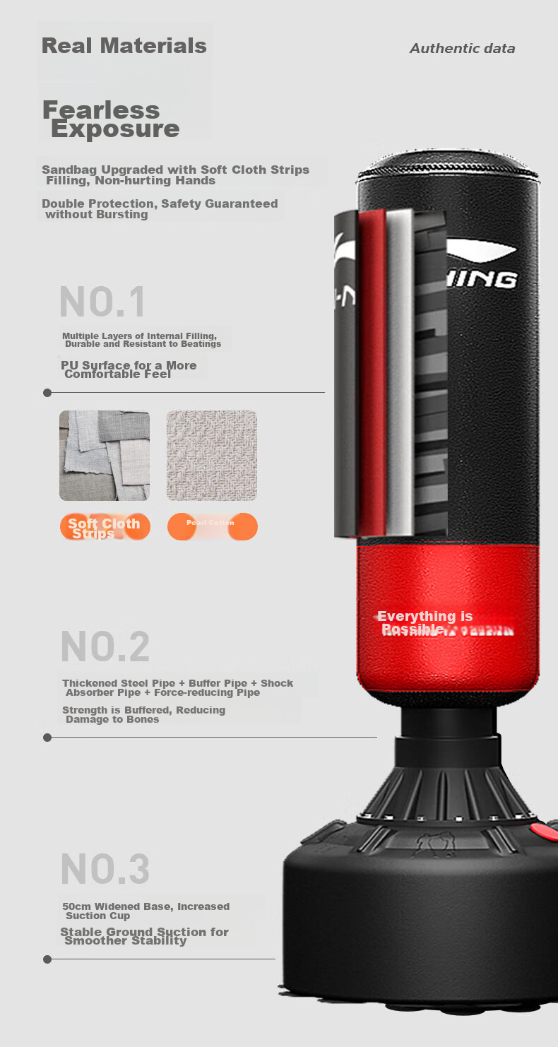 Li-Ning Punching Bag Boxing Training Equipment Fitness Gloves Boxing Target Sandbag for Children And Adults, Non-Bouncing Sports Standing Home Use 9