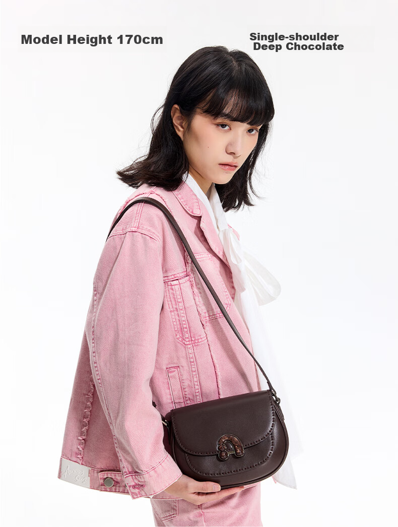 AMAZING SONG Women's Chestnut Leather Crossbody Bag, Niche Fashion Simple Versatile High-End Commuter Shoulder Bag Gift 9