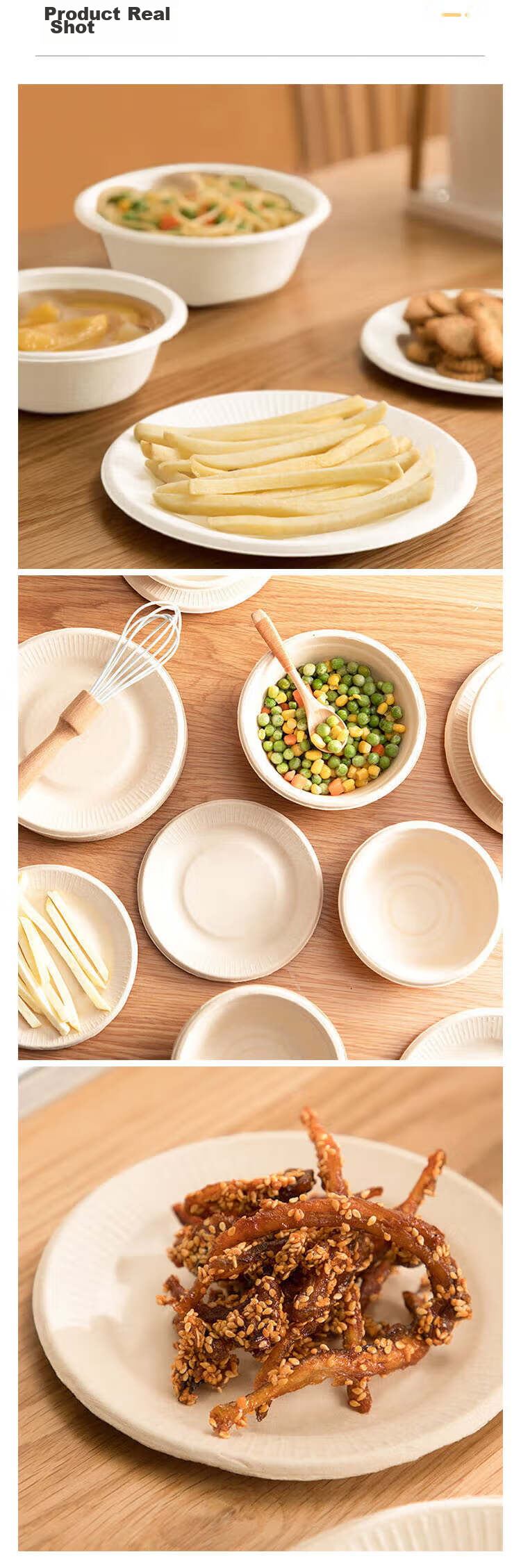 Xingfang Disposable Plates [6 Inches * 50 Pieces], Biodegradable Paper Plates, Cake Plates, Handmade Plates, Picnic Plates, Supplies 9