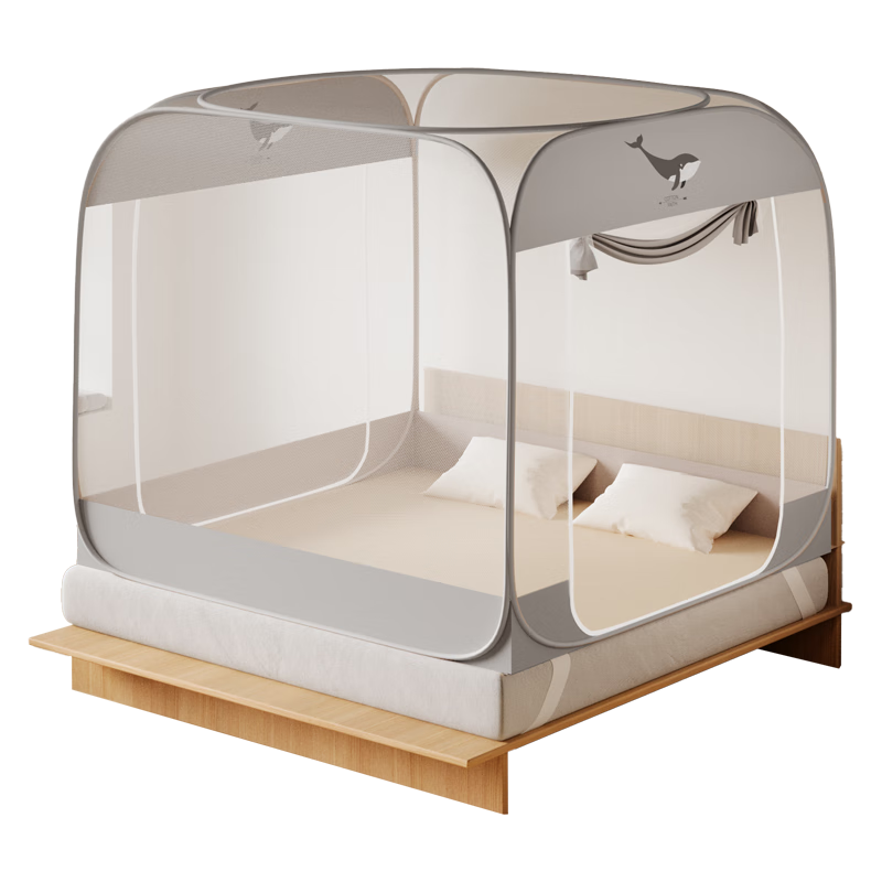 Cottonfaith Class A Home Installation-Free Baby Anti-Fall Mosquito Net Yurt Tent Frame Double Door 1.8x2 Meters [Foldable]