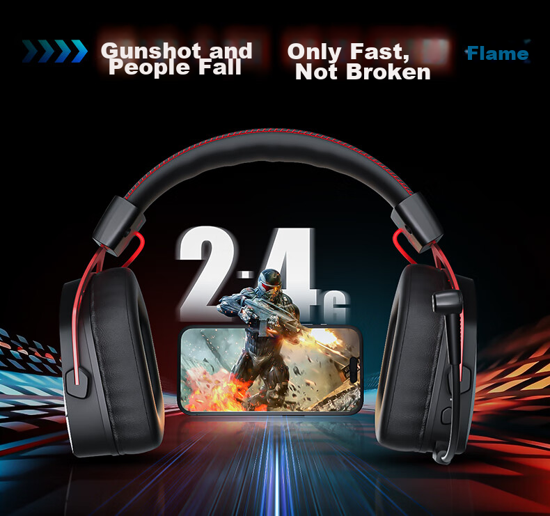 XIBERIA K03S Quad-Mode Gaming Headset with Visual Battery Indicator, Bluetooth Wireless Over-Ear E-Sports Triangular Sound Positioning Warrior Black [Recommended by Xiaodingdang] 5