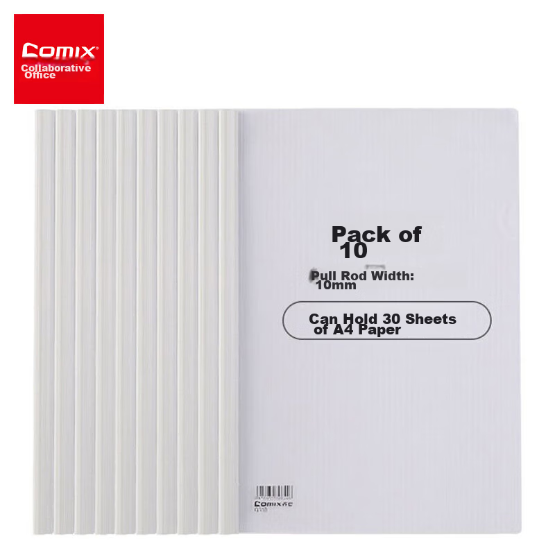 COMIX Pack of 10, Heavy-Duty Thick Lever Arch Files/folders/reports/stacking Files A4, White, Office Stationery Q310
