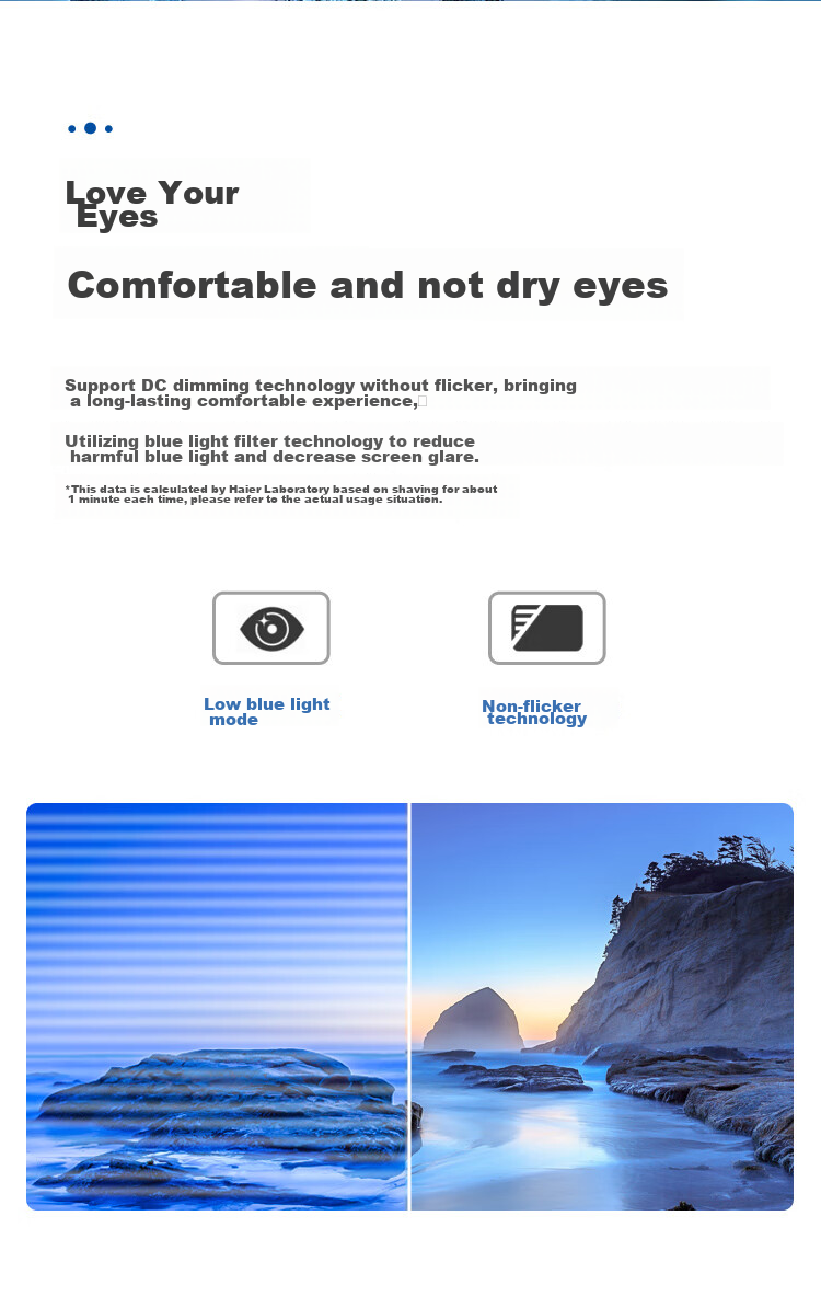 Haier 100Hz High Refresh Rate HDMI Interface, Low Blue Light Eye Protection, Wall-Mountable, Ultra-Thin Three-Sided Micro-Edge Design, 23.8-Inch Energy-Efficient Monitor for Office Work And Gaming 7