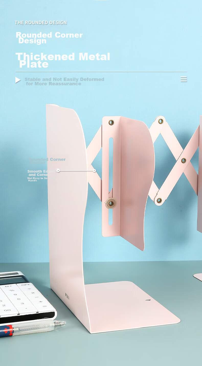 M&G 50cm Extendable Desktop Bookend, Simple Metal Storage Shelf for Desk, Large Bookend, Cherry Blossom Pink ABS917C537 3