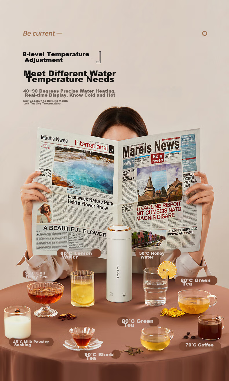 Locknlock Portable Electric Kettle, Outdoor Travel Electric Water Boiler, Electric Water Cup, Hot Water Cup, Business Trip Electric Kettle, Electric Heating Water Cup EJC3435WHT 9
