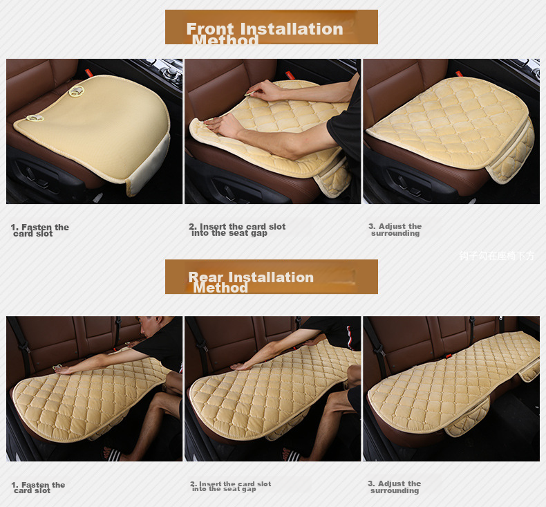 Digalun Car Seat Cushion 7-Piece Set Winter Plush Seat Cover Headrest Neck Pillow Warm Car Seat Pad Set 13