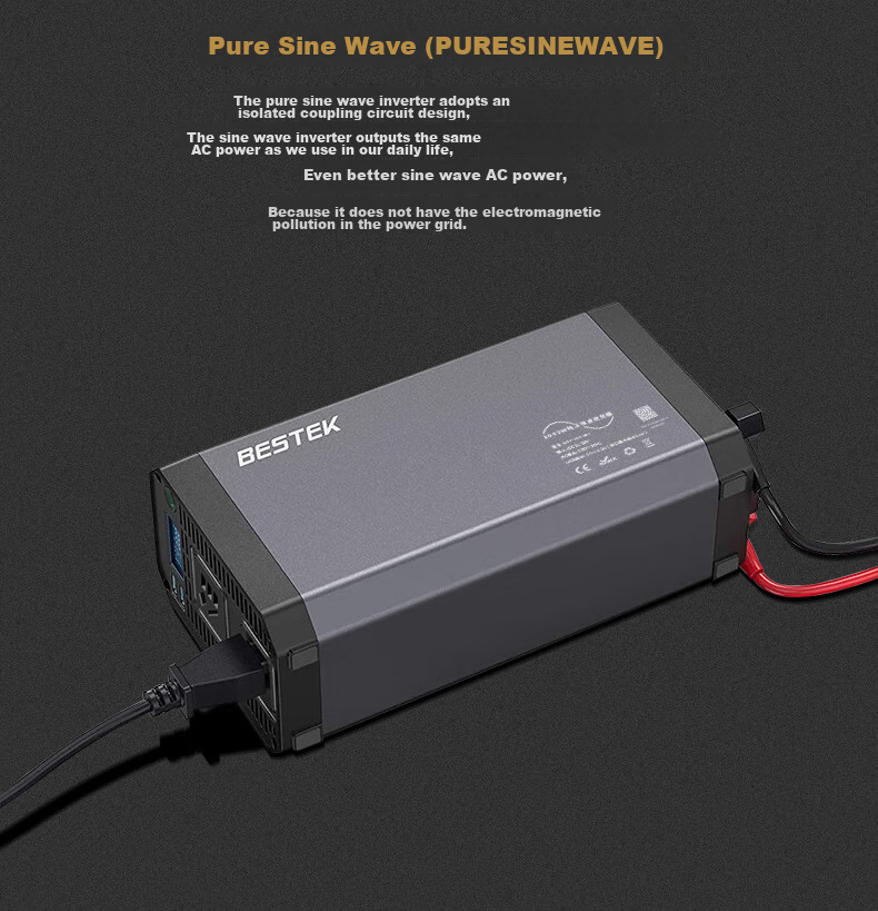 BESTEK Inverter High-Power Car Power Converter 12V to 220V True Rating 1000W Outdoor Power Equipment 8