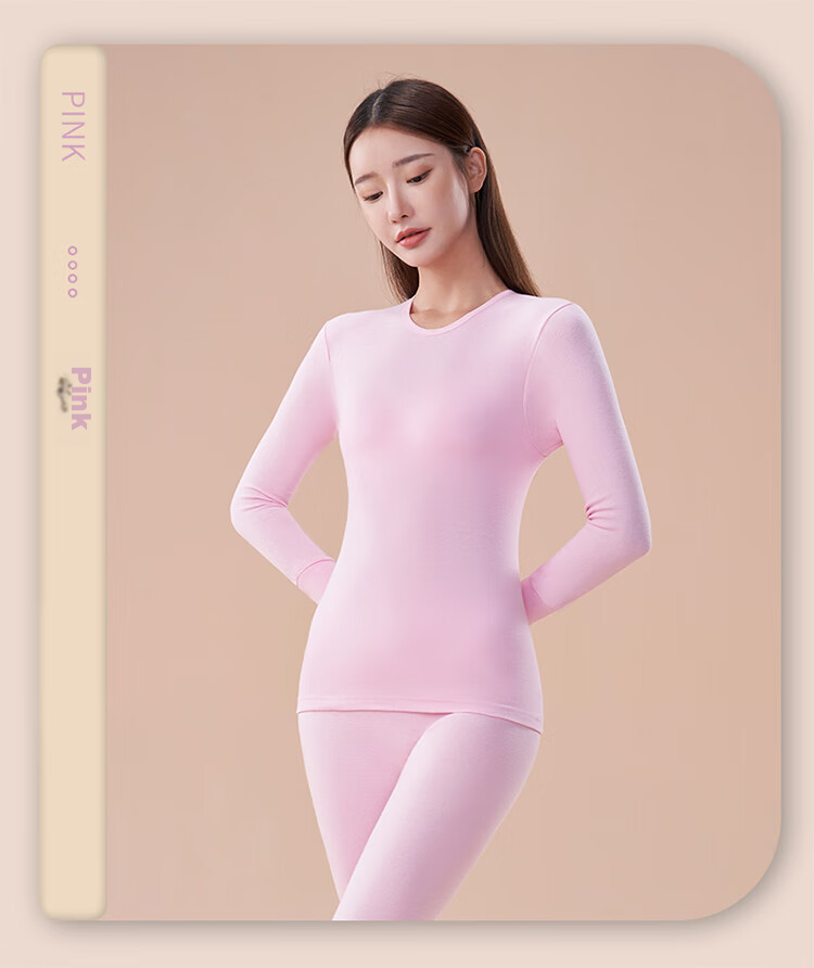LangSha Women's Pure Cotton Autumn Underwear Set, 7A Antibacterial And Anti-Mite Round Neck Thermal Underwear, Thin Cotton Sweater Base Layer 18