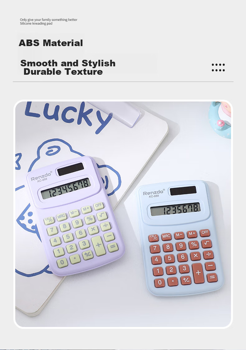 Shaonianban Calculator, Portable Silent Mini Cute Small for Primary And Middle School Students, Specialized for Accounting And Exams, Math Calculation Mini 8-Digit, Macaron Blue Color 7