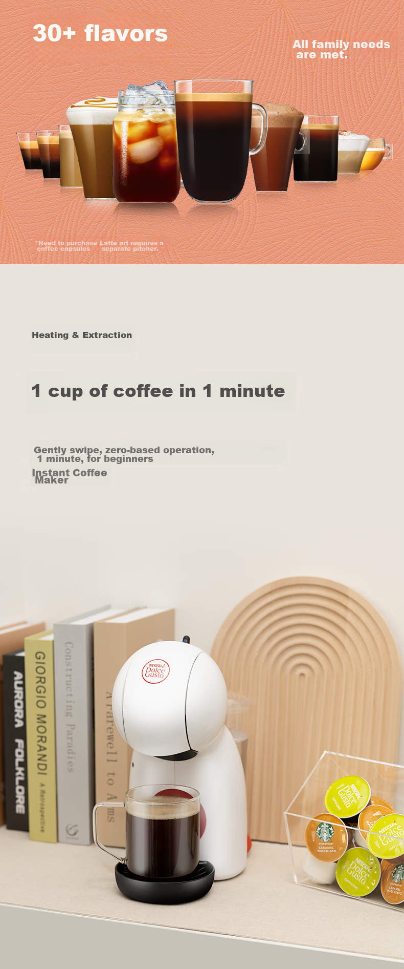 DOLCE GUSTO, Nestle, Semi-Automatic Portable Capsule Coffee Machine, Piccolo XS White, Home And Office Entry-Level Model 5
